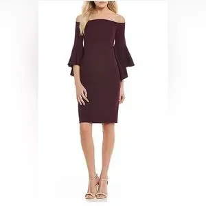 Calvin Klein Dresses Crepe Off The Shoulder 34 Flutter Bell